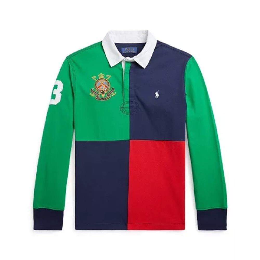 Polo Ralph Lauren Color-Blocked Cotton Jersey Rugby Shirt Logo size 5